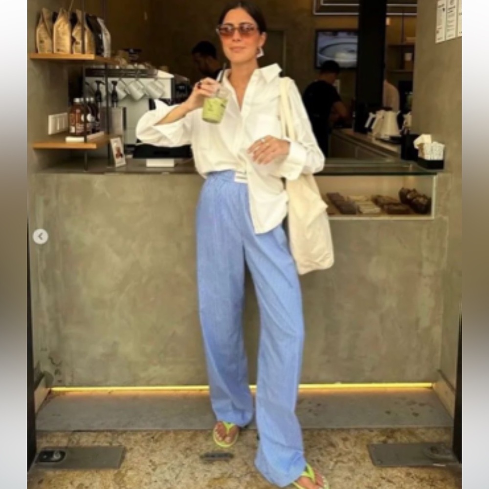 A.L.C Miles pajama style blue white stripes enza costa lioness pants twp